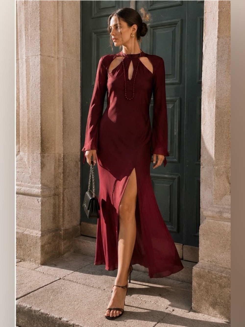 RIXO Couture Kaia Silk Dip Dye Plum Red Open Back Maxi Dress XS UK 8/US4 - Picture 4 of 14
